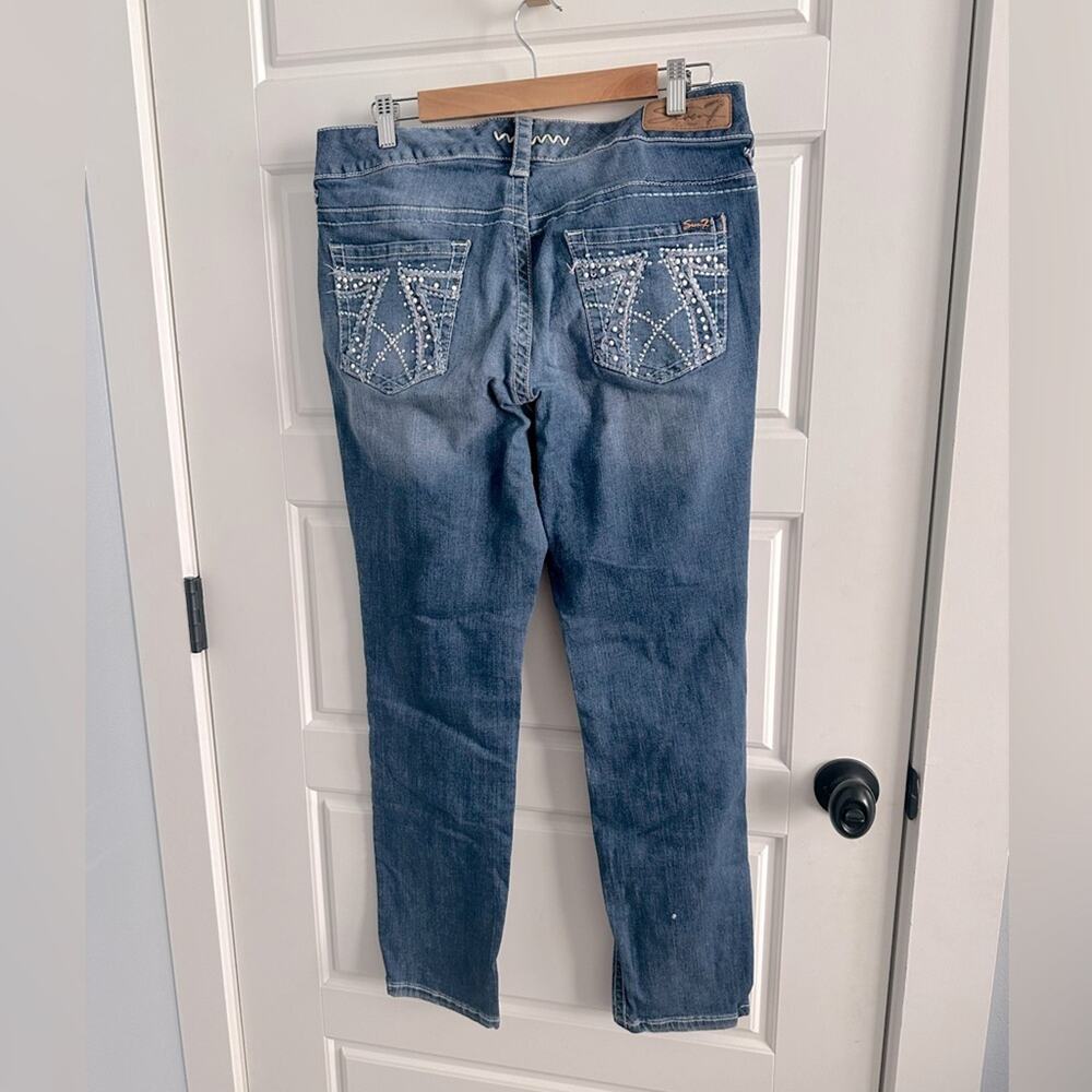 Seven7 14 Luxe Plus Rhinestone Destroyed Skinny Jeans Women’s Size 14 Y2K Denim